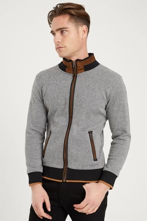1021 DEWBERRY ERKEK SWEATSHIRT-DİAGONAL SİYAH