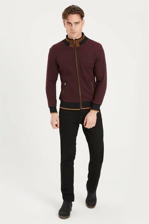 1021 DEWBERRY ERKEK SWEATSHIRT-NOKTALI BORDO