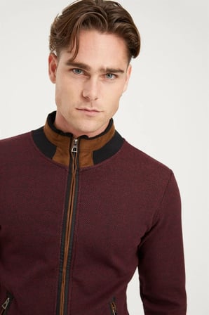 1021 DEWBERRY ERKEK SWEATSHIRT-NOKTALI BORDO