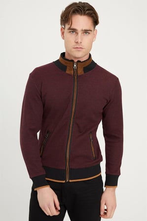 1021 DEWBERRY ERKEK SWEATSHIRT-NOKTALI BORDO
