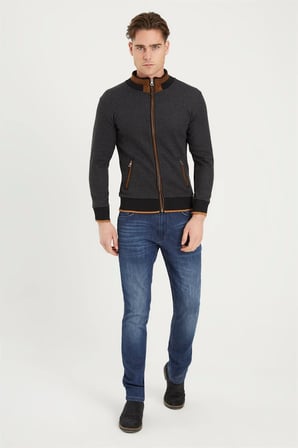 1021 DEWBERRY ERKEK SWEATSHIRT-NOKTALI ANTRASİT