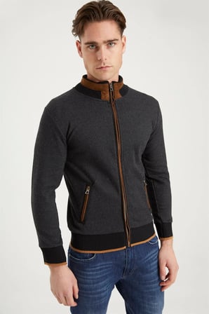1021 DEWBERRY ERKEK SWEATSHIRT-NOKTALI ANTRASİT