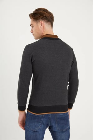 1021 DEWBERRY ERKEK SWEATSHIRT-NOKTALI ANTRASİT