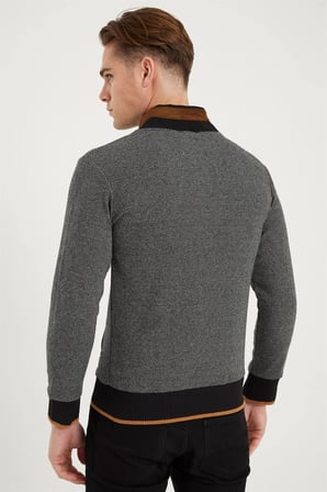 1021 DEWBERRY ERKEK SWEATSHIRT-NOKTALI SİYAH