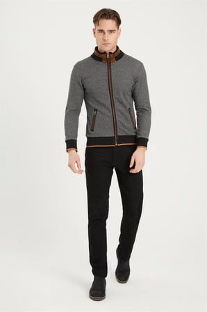 1021 DEWBERRY ERKEK SWEATSHIRT-NOKTALI SİYAH