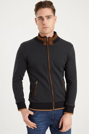 1021 DEWBERRY ERKEK SWEATSHIRT-BALIKSIRTI ANTRASİT