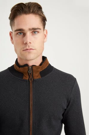 1021 DEWBERRY ERKEK SWEATSHIRT-BALIKSIRTI ANTRASİT