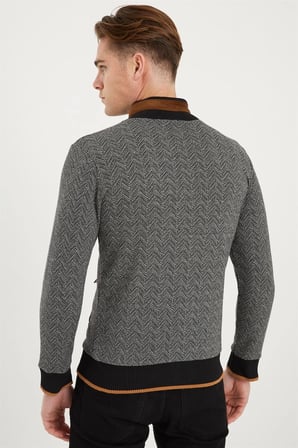 1021 DEWBERRY ERKEK SWEATSHIRT-BALIKSIRTI SİYAH
