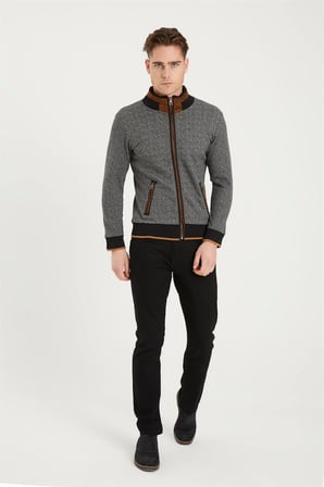 1021 DEWBERRY ERKEK SWEATSHIRT-BALIKSIRTI SİYAH