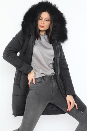 Z6668 DEWBERRY BAYAN KABAN-SİYAH