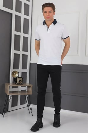 T8579 DEWBERRY ERKEK T-SHIRT-BEYAZ