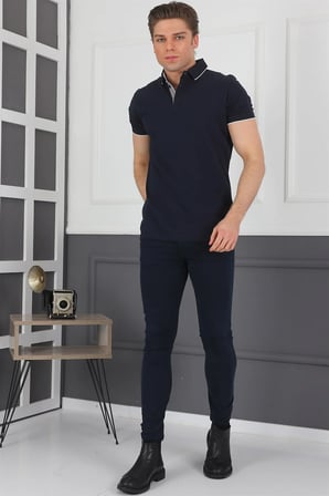 T8579 DEWBERRY ERKEK T-SHIRT-LACİVERT