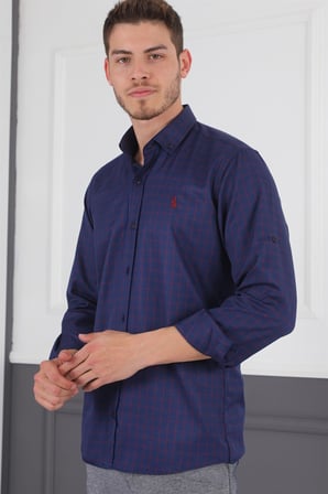 Dewberry Erkek Gömlek Lacivert-Bordo G720 | Jean, Chino ve Kumaş Pantolon Kombinleri, Ceket ve Blazer Altına Smart Casual Stil, İşten Hafta Sonuna Şehir Gardırobu, Arkadaş Buluşmaları ve Akşam Yemeği, Loafer veya Sneaker ile Kombinleme, Ofis Stili