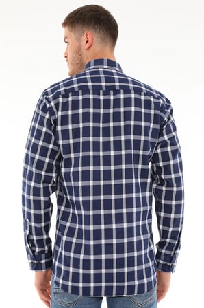 G717 DERBERRY ERKEK GÖMLEK-LACİVERT - BEYAZ