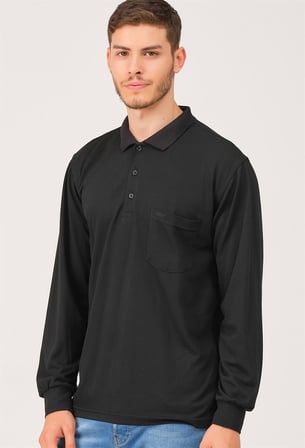 V1902 DEWBERRY ERKEK POLO YAKA SWEATSHIRT-SİYAH