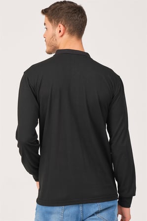 V1902 DEWBERRY ERKEK POLO YAKA SWEATSHIRT-SİYAH