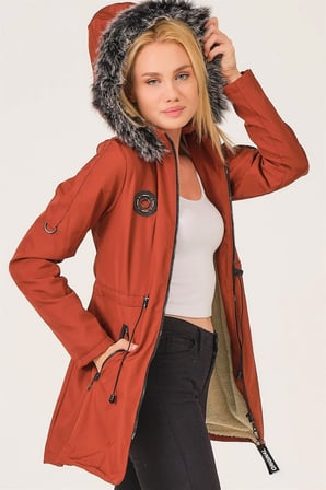 Z6689 DEWBERRY İÇİ KUZULU BAYAN MONT-KİREMİT
