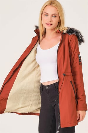 Z6689 DEWBERRY İÇİ KUZULU BAYAN MONT-KİREMİT
