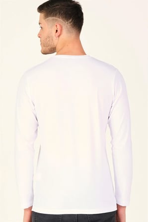 T8587 DEWBERRY V YAKA ERKEK UZUN KOL T-SHIRT-BEYAZ