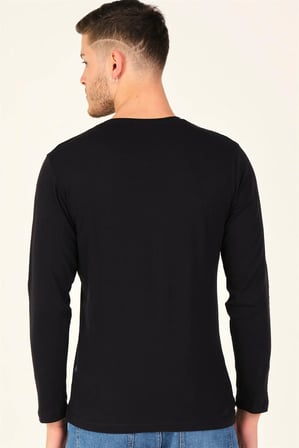 T8587 DEWBERRY V YAKA ERKEK UZUN KOL T-SHIRT-SİYAH