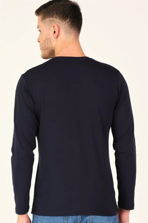 T8587 DEWBERRY V YAKA ERKEK UZUN KOL T-SHIRT-LACİVERT