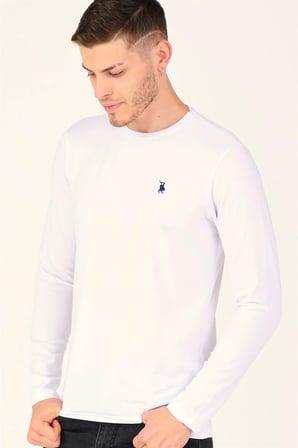 T8588 DEWBERRY BİSİKLET YAKA UZUN KOL T-SHIRT-BEYAZ