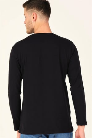 T8588 DEWBERRY BİSİKLET YAKA UZUN KOL T-SHIRT-SİYAH