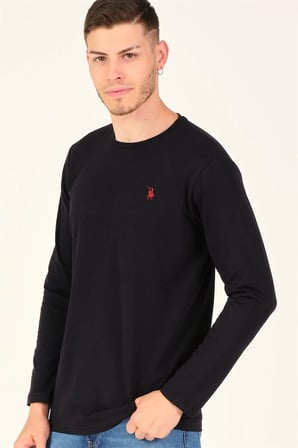 T8588 DEWBERRY BİSİKLET YAKA UZUN KOL T-SHIRT-SİYAH