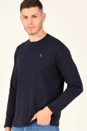 T8588 DEWBERRY BİSİKLET YAKA UZUN KOL T-SHIRT-LACİVERT