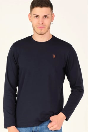 T8588 DEWBERRY BİSİKLET YAKA UZUN KOL T-SHIRT-LACİVERT