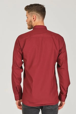 G725 DEWBERRY ERKEK GÖMLEK-BORDO