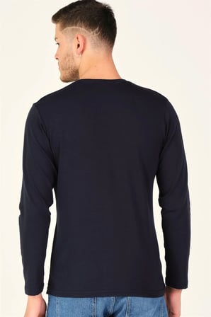 T8587 DEWBERRY V YAKA ERKEK UZUN KOL T-SHIRT-KOYU LACİVERT