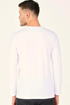 T8587 DEWBERRY V YAKA ERKEK UZUN KOL T-SHIRT-KAR BEYAZ