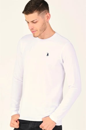 T8588 DEWBERRY BİSİKLET YAKA UZUN KOL T-SHIRT-KAR BEYAZ