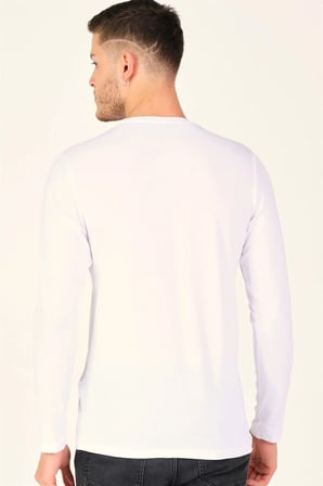 T8588 DEWBERRY BİSİKLET YAKA UZUN KOL T-SHIRT-KAR BEYAZ