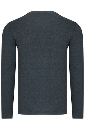 T8587 DEWBERRY V YAKA ERKEK UZUN KOL T-SHIRT-DÜZ ANTRASİT