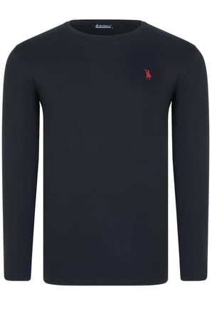 T8588 DEWBERRY BİSİKLET YAKA UZUN KOL T-SHIRT-DÜZ SİYAH