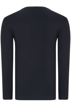 T8588 DEWBERRY BİSİKLET YAKA UZUN KOL T-SHIRT-DÜZ SİYAH