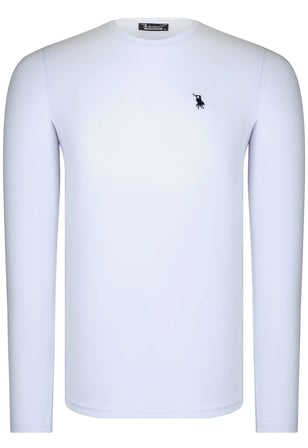 T8588 DEWBERRY BİSİKLET YAKA UZUN KOL T-SHIRT-DÜZ BEYAZ