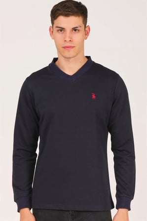 V4002 DEWBERRY V YAKA ERKEK SWEATSHIRT-LACİVERT