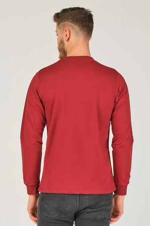 V4002 DEWBERRY V YAKA ERKEK SWEATSHIRT-BORDO