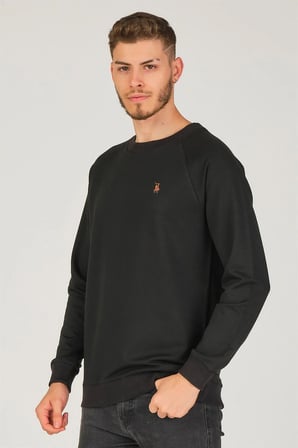 V4003 DEWBERRY REGLAN KOL ERKEK SWEATSHIRT-SİYAH