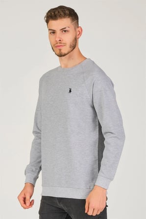 V4003 DEWBERRY REGLAN KOL ERKEK SWEATSHIRT-GRİ