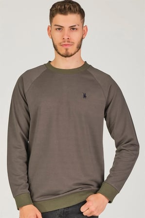 V4003 DEWBERRY REGLAN KOL ERKEK SWEATSHIRT-HAKİ