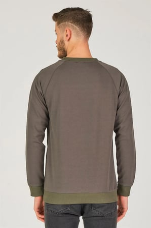 V4003 DEWBERRY REGLAN KOL ERKEK SWEATSHIRT-HAKİ