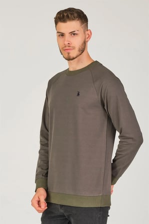 V4003 DEWBERRY REGLAN KOL ERKEK SWEATSHIRT-HAKİ