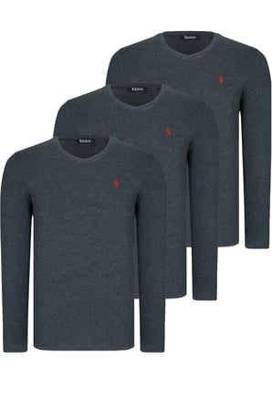 ÜÇLÜ SET T8587 DEWBERRY V YAKA ERKEK SWEATSHIRT-ANTRASİT-ANTRASİT-ANTRASİT