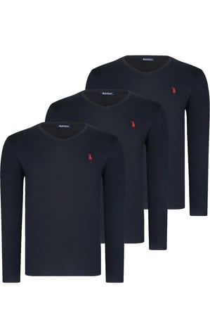 ÜÇLÜ SET T8587 DEWBERRY V YAKA ERKEK SWEATSHIRT-SİYAH-SİYAH-SİYAH