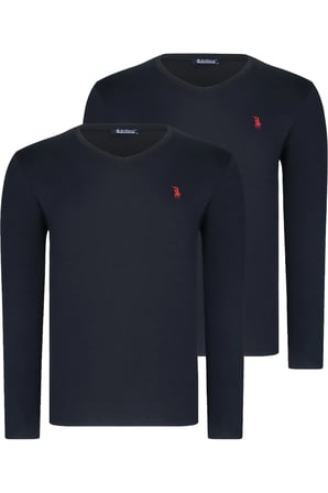 İKİLİ SET T8587 DEWBERRY V YAKA ERKEK SWEATSHIRT-SİYAH-SİYAH