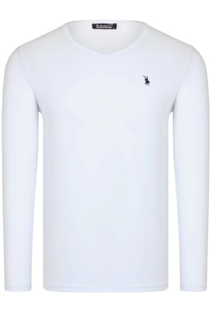 İKİLİ SET T8587 DEWBERRY V YAKA ERKEK SWEATSHIRT-BEYAZ-ANTRASİT